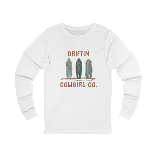 Driftin' Cowgirl Long Sleeve Tee, Western Apparel, Casual Fashion, Gift for Cowgirls, Outdoor Style, Bohemian Top